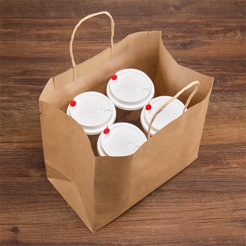 Custom Kraft Paper Bags for Food Bubble Tea Coffee