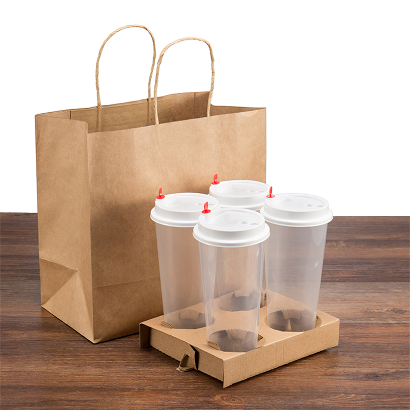 Custom Kraft Paper Bags for Food Bubble Tea Coffee