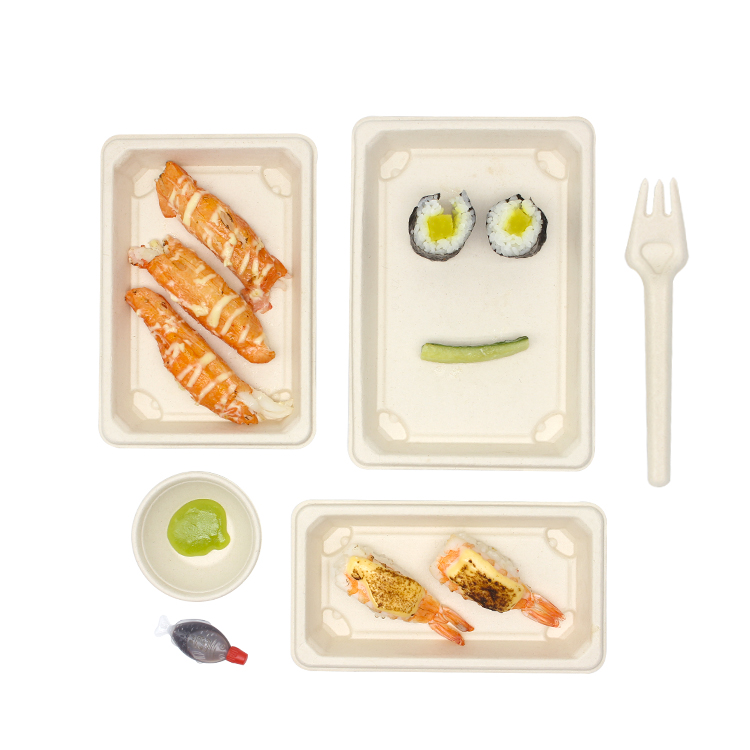 Disposable Sushi Box Pulp Paper Fast Food Packaging