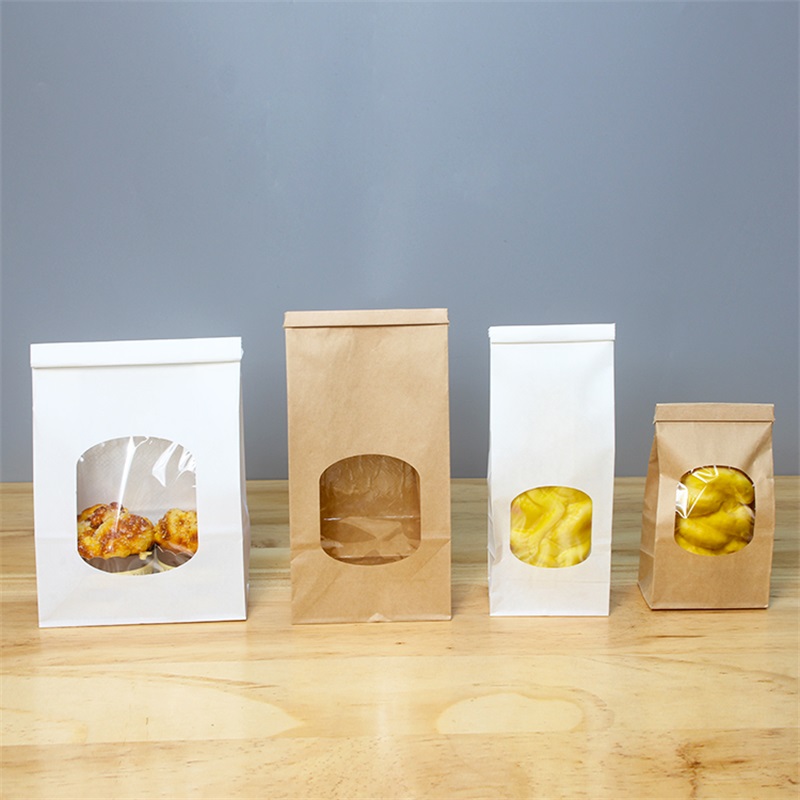 Paper Bread Bags Disposable Bakery Packaging with Window